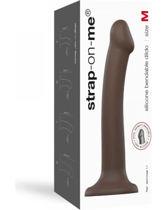 Strap-On-Me DILDO AR piesūcekni PIEMĒROTA IEKĀRTA DUAL BLĪVUMA FLEXIBLE COCOLATE M