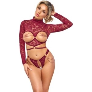 Abierta Fina Open Top & Thong red XL