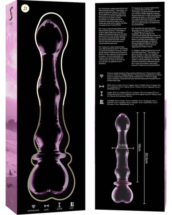 Nebula Series By Ibiza MODELIS 21 DILDO BOROSILIKĀTS STIKLS 20,5 X 3,5 CM ROZĀ