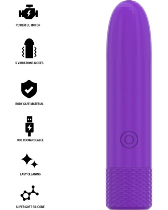 Intense Fun INTENSE — SYMONE USB UZLĀDĒJAMS VIBRĒJOŠS BULLET 8 VIBRATIONS PURPLE 10 x 2,2 CM