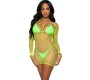 Leg Avenue Dresses LEG AVENUE - LONG SLEEVE NET DRESS GREEN ONE SIZE