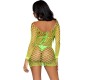 Leg Avenue Dresses LEG AVENUE - LONG SLEEVE NET DRESS GREEN ONE SIZE