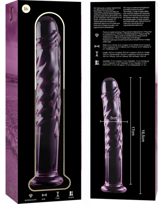 Nebula Series By Ibiza MODEL 16 DILDO BOROSILICATE GLASS 18.5 X 3 CM PINK