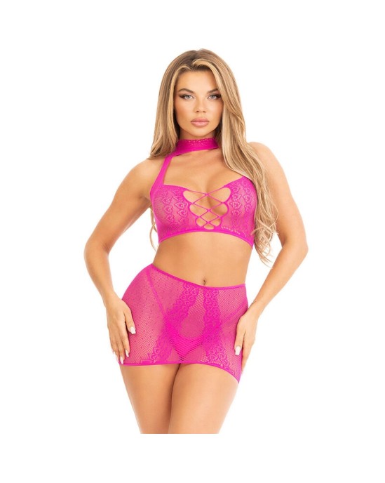 Leg Avenue Sets LEG AVENUE — FUCHSIA OPEN LACE TOP UN SVĀKRI