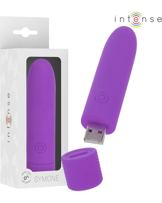 Intense Fun INTENSE — SYMONE USB UZLĀDĒJAMS VIBRĒJOŠS BULLET 8 VIBRATIONS PURPLE 10 x 2,2 CM