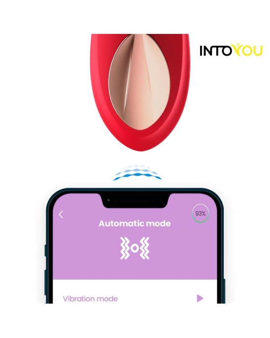 Intoyou App Series Силиконовый вибратор для трусиков с двухслойным приложением, красный