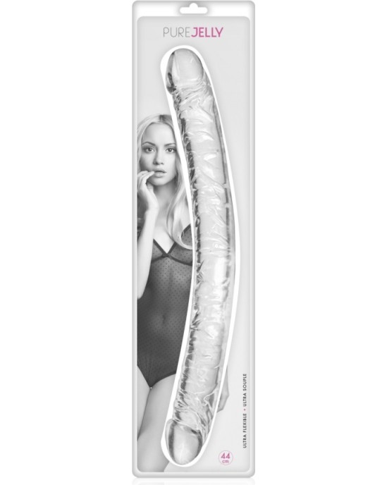 Pure Jelly Caurspīdīgs DUBULTĀ DILDO 44 CM