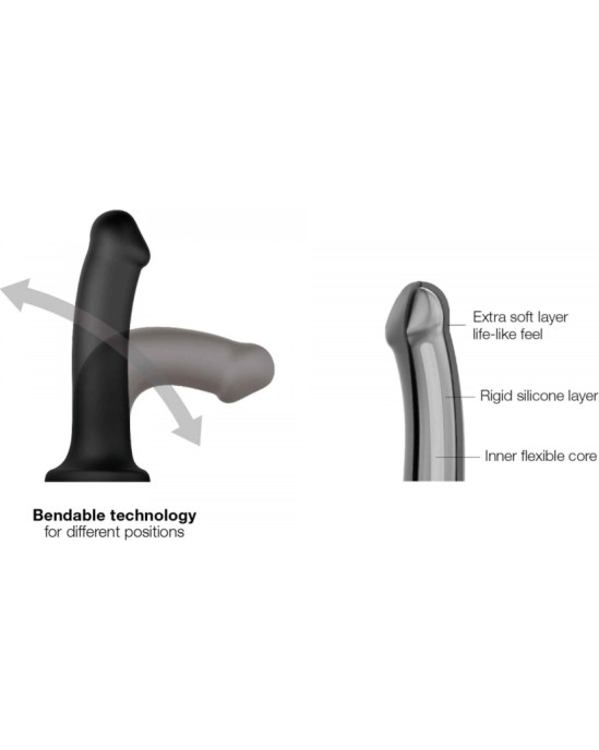 Strap-On-Me DILDO AR piesūcekni PIEMĒROTA IEKĀRTA DUAL BLĪVUMA FLEXIBLE ŠOKOLĀDE L