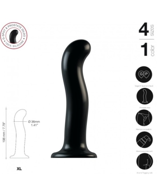 Strap-On-Me SILIKONA DILDO PUNKTA STIMULĀTORS P/G BLACK XL