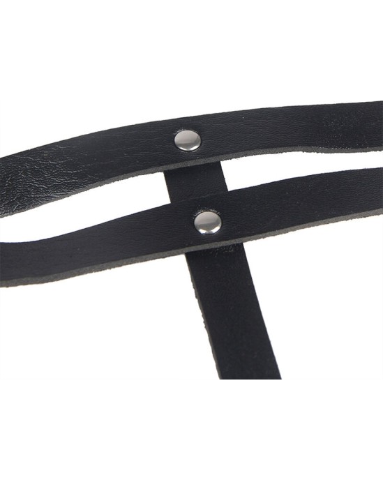 Subblime Fetish SUBBLIME - LEATHER RING CHAINBELT BLACK ONE SIZE