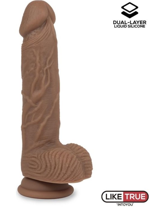 Liketrue Dildo Dual Layer Silicone 8.25 Brown