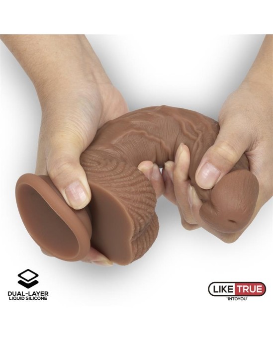 Liketrue Dildo Dual Layer Silicone 8.25 Brown