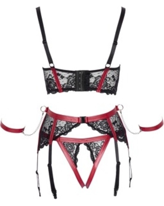 Cottelli Bondage Shelf Bra Set black/red L