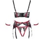 Cottelli Bondage Shelf Bra Set black/red L