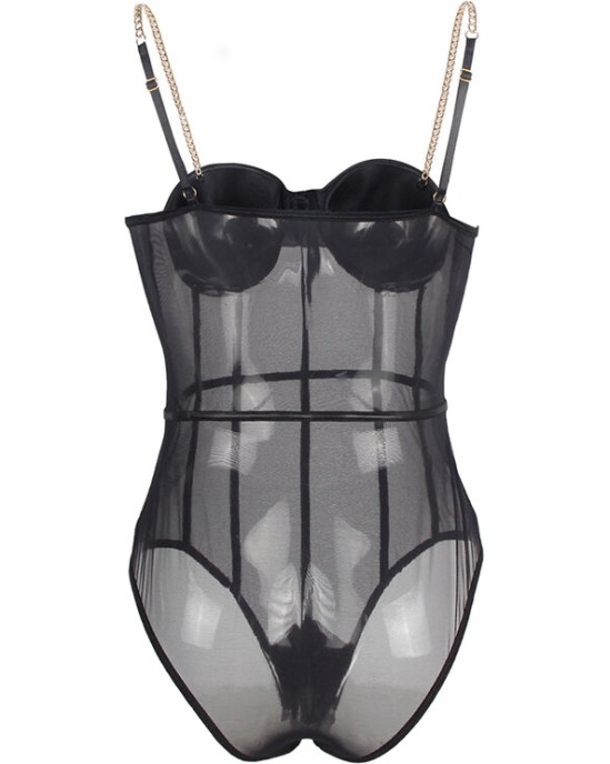 Subblime Teddies SUBBLIME - BLACK CHAIN SUSPENDERS Bodysuit S/M