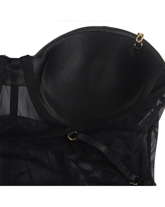 Subblime Teddies SUBBLIME - BLACK CHAIN SUSPENDERS Bodysuit S/M