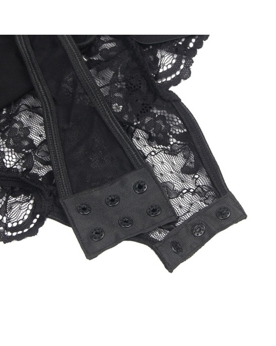 Subblime Teddies SUBBLIME - TEDDY AR prievīšu AR MEŽĢĪŅU DETAĻU UN STRĀKSNĒM MELNĀM S/M