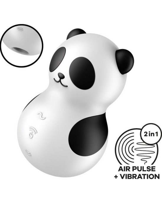 Satisfyer Air Pulse APMIERINĀTĀJS — POCKET PANDA STIMULATORS UN VIBRATORS MELNBALTS