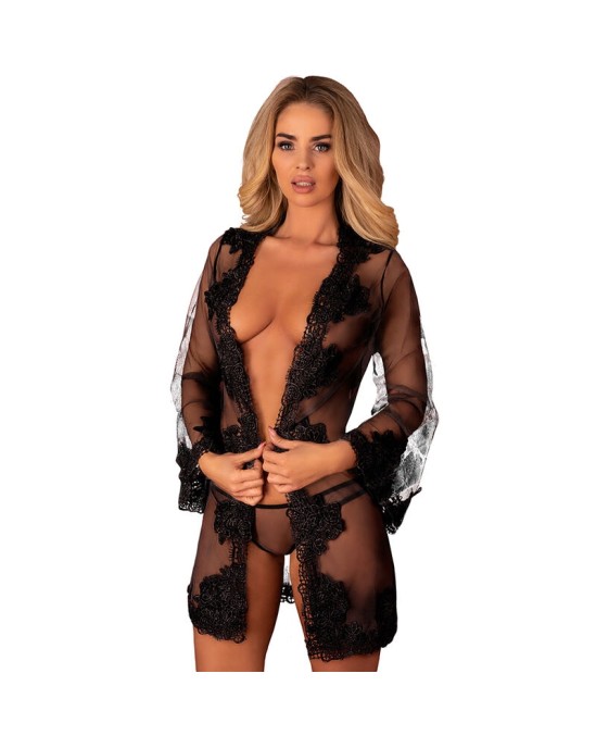 Livco Corsetti Sets LIVCO CORSETTI FASHION - HERINA LC XG056 DRESSING GOWN + PANTY BLACK ONE SIZE