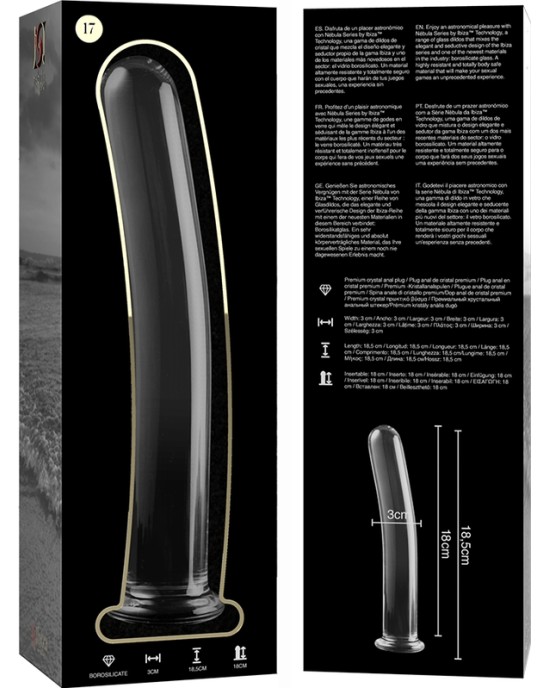 Nebula Series By Ibiza MODEL 17 DILDO BOROSILICATE GLASS 18.5 X 3 CM CLEAR