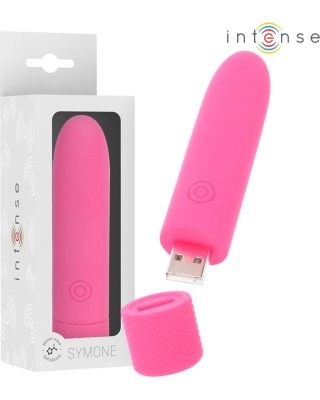 Intense Fun INTENSE — SYMONE USB UZLĀDĒJAMS VIBRĒJOŠS BULLET 8 VIBRATIONS PINK 10 x 2,2 CM