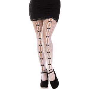 Leg Avenue Hosiery LEG AVENUE — ZEĶES AR ATVĒRUMIEM SIRDS UN BALTIEM