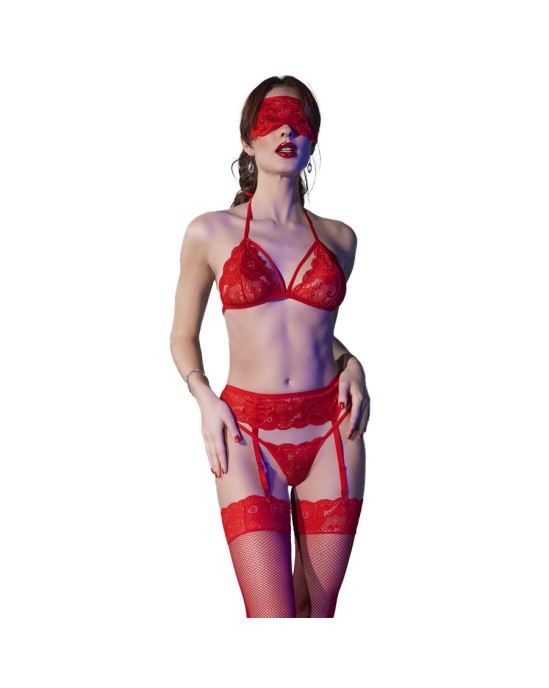 Chilirose Sets CHILIROSE - CR 4467 SET FOUR PIECES RED S/M