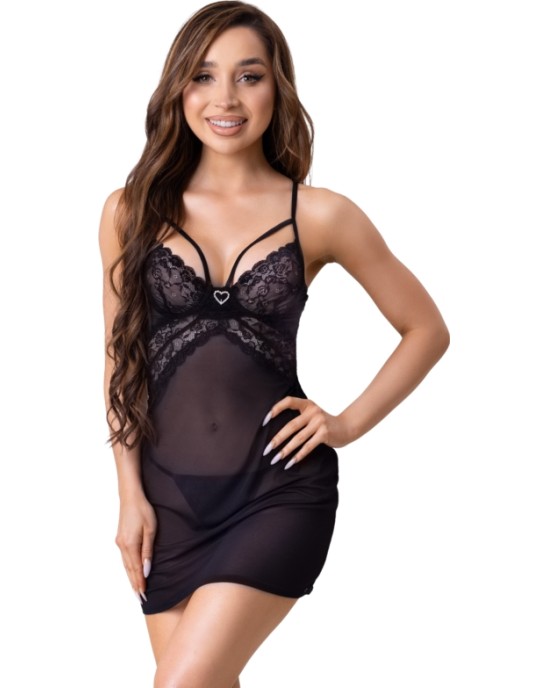 Livco Corsetti Sets LIVCO CORSETTI FASHION - ZOE LC 20202 ДОЛЛКА + СТРИНГИ ЧЕРНЫЕ S/M