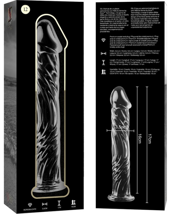 Nebula Series By Ibiza MODEL 12 DILDO BOROSILICATE GLASS 17 X 3.5 CM CLEAR