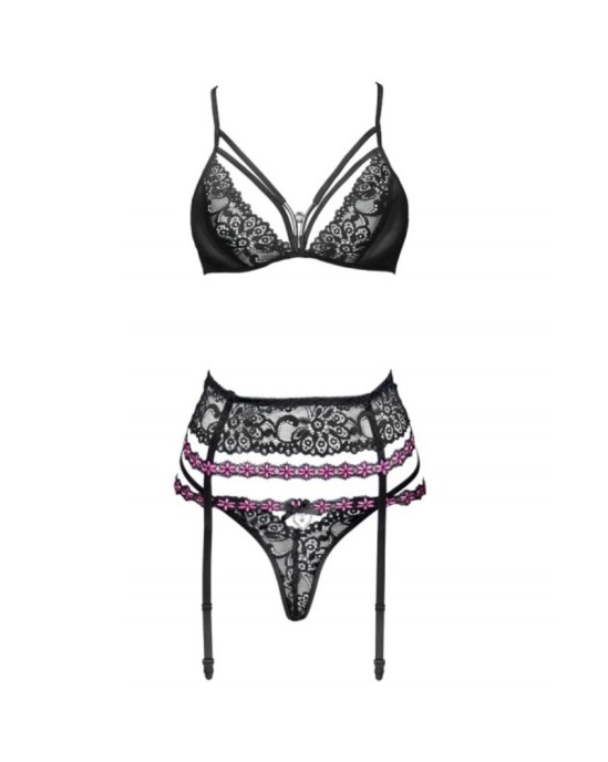 Livco Corsetti Sets LIVCO CORSETTI FASHION - SNEHANA LC 90443 BRA + GARTER BELT + PANTY BLACK