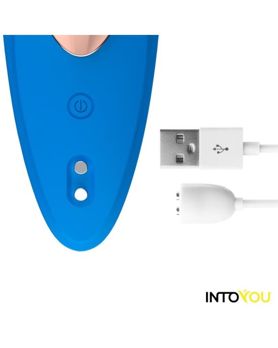 Intoyou App Series Silikona biksīšu vibrators ar lietotni dubultā slāņa zilā krāsā