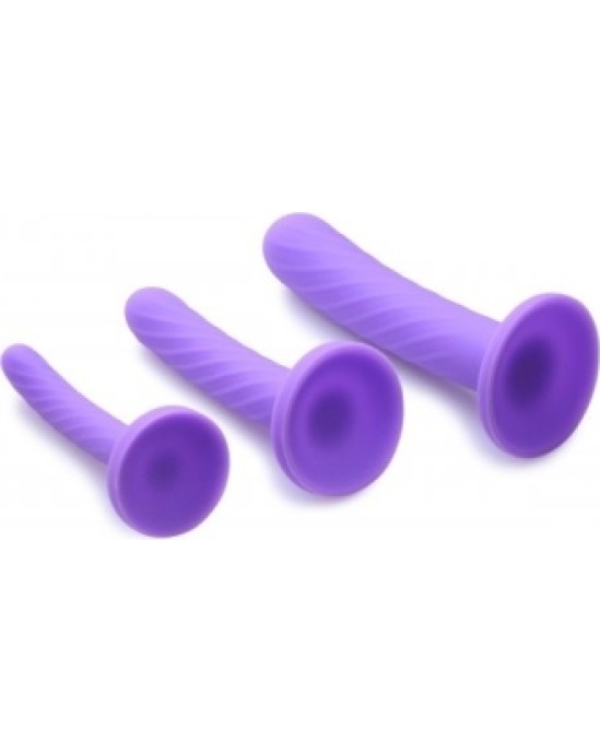 Xr - Strap U KOMPLEKTS X 3 LILAC SILIKONA DILDOS TRI-PLAY IEKĀRTIEM