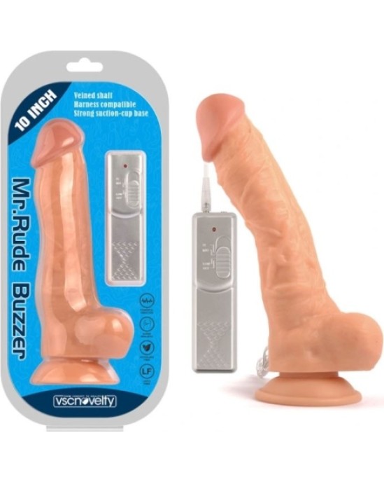 Vscnovelty VIBRĒJOŠS PENIS MR RUDE BUZZER FLESH 25'4 CM