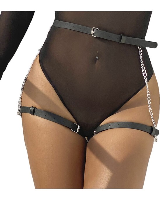 Subblime Fetish SUBBLIME - LEATHER BELT HARNESS BLACK ONE SIZE