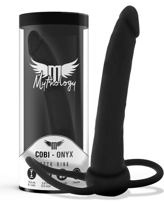 Mythology Fantasy Dildo МИФОЛОГИЯ - АНАЛЬНЫЙ ДИЛДО COBI ONYX С КОЛЬЦОМ ДЛЯ ПЕТУЯ И ЯИЧЕСТВ 13 СИЛИКОНОВЫХ СМ