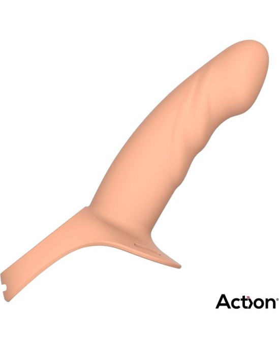 Action Strap-On with Hollow Dildo Premium Silicone Size S Flesh