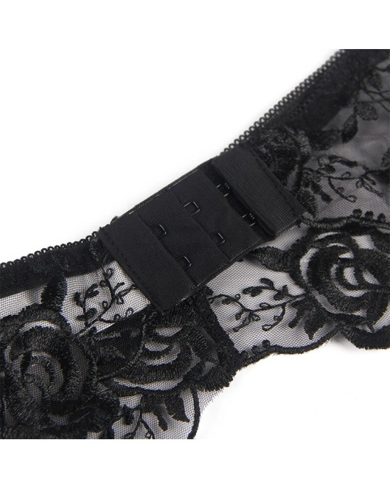 Subblime Sets SUBBLIME — 3 DAĻU KRUTTĪVS + SIKSNIŅA + PRIEKŠVETES ZIEDU APRAKSTS, MELNS L/XL