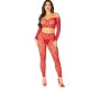 Leg Avenue Bodystockings LEG AVENUE - CROP TOP + STOCKINGS RED ONE SIZE