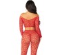 Leg Avenue Bodystockings LEG AVENUE - CROP TOP + STOCKINGS RED ONE SIZE