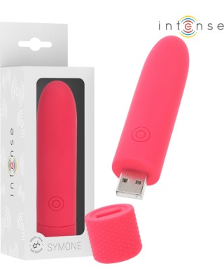 Intense Fun INTENSE — SYMONE USB UZLĀDĒJAMS VIBRĒJOŠS BULLET 8 VIBRATIONS RED 10 x 2,2 CM