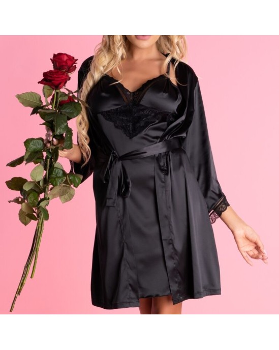 Livco Corsetti Sets LIVCO CORSETTI FASHION - ARILADYEN LC 90568 DRESSING GOWN + PANTY BLACK L/XL