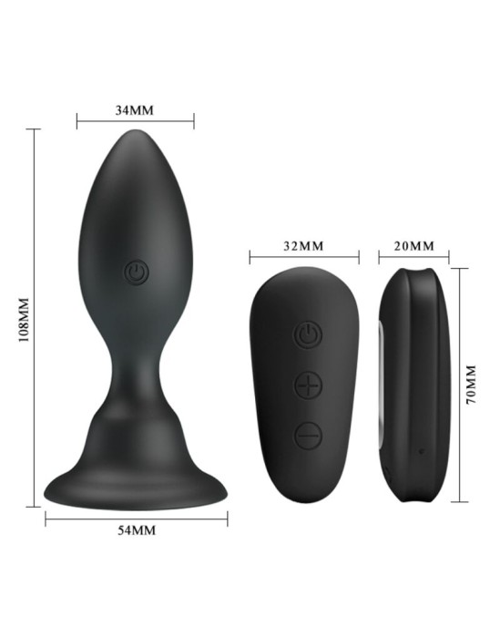 Mr Play ANAL PLUG WITH VIBRATION BLACK REMOTE CONTROL