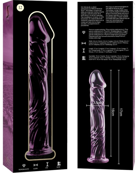 Nebula Series By Ibiza MODELIS 12 DILDO BOROSILIKĀTS STIKLS 17 X 3,5 CM ROZĀ