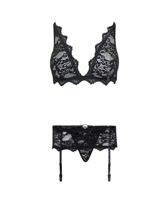 Livco Corsetti Sets LIVCO CORSETTI FASHION - BELITA LC 90231 BRA + BIKSĪTES + PRIEKŠVETES JOSTA, MELNA S/M