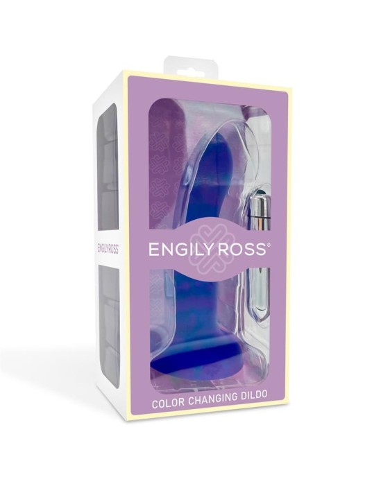 Dildox By Engily Ross Dildo que Cambia de Color Azul a P?rpura con Vibraci?n Talla M Silicona L?quida 17 cm