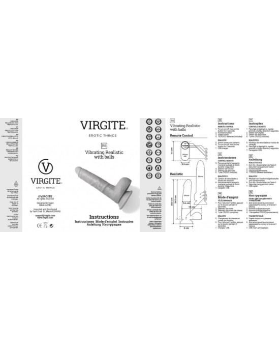 Virgite - Realistics REĀLISTS VIBRATORS R6" 24,5cm W/ TĀLVADĪBAS PULTS"