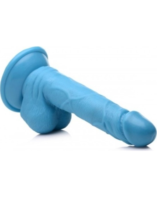 Xr - Pop Peckers REĀLISTS DILDO AR sēkliniekiem 16'5 CM ZILS