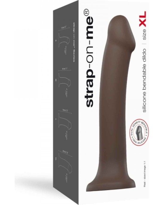 Strap-On-Me DILDO AR piesūcekni PIEMĒROTA IEKĀRTA DUAL BLĪVUMA FLEXIBLE CHOCOLATE XL