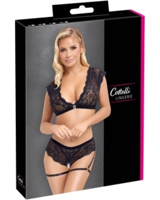 Cottelli Lingerie Top and Crotchless Briefs S