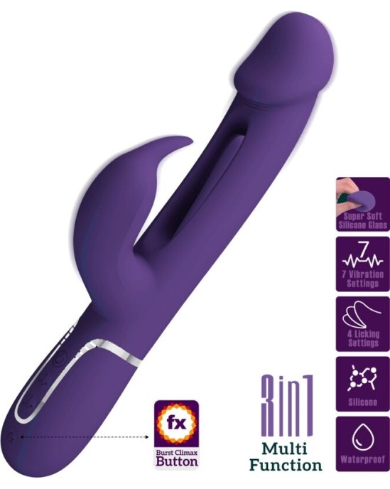 Pretty Love Flirtation PRETTY LOVE - KAMPAS RABBIT 3 IN 1 MULTIFUNCTION VIBRATOR WITH TONGUE VIOLET